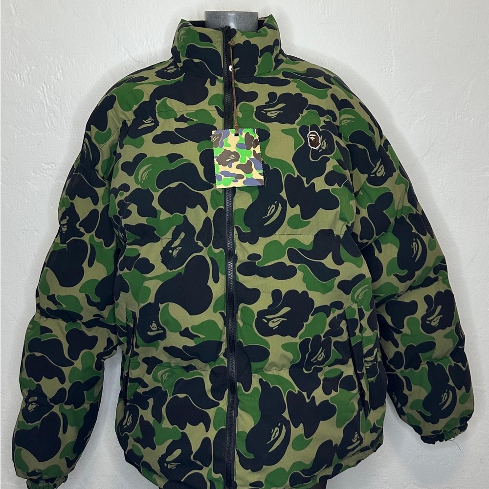 Kids Green Camouflage Puffer Jacket